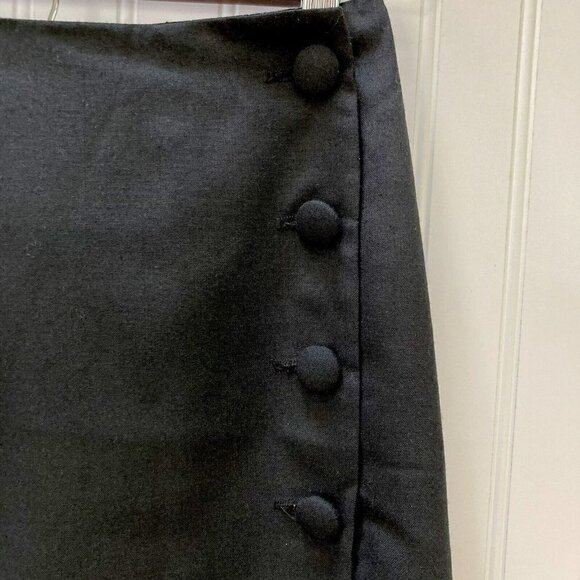David Benjamin Wool Blend Off Center Button Close Lined Straight Black Skirt-4 - Picture 2 of 11